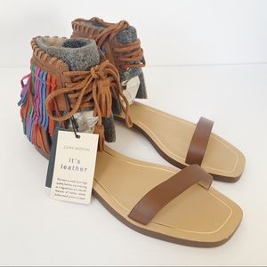 Zara Fringed Leather Sandals